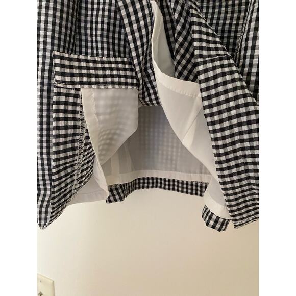 Anthropologie Hutch Black White Gingham Check Dress Ruffle Button Front EUC 10 - Picture 7 of 12